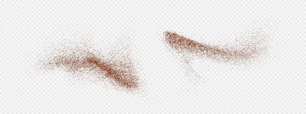 Café Volador Polvo Chocolate Partículas Polvo Movimiento Salpicaduras Tierra Aisladas — Archivo Imágenes Vectoriales