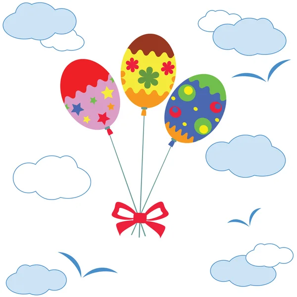 Luftballons am Himmel, Osterhintergrund — Stockvektor