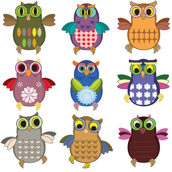 Set of the owls — Stock Vector