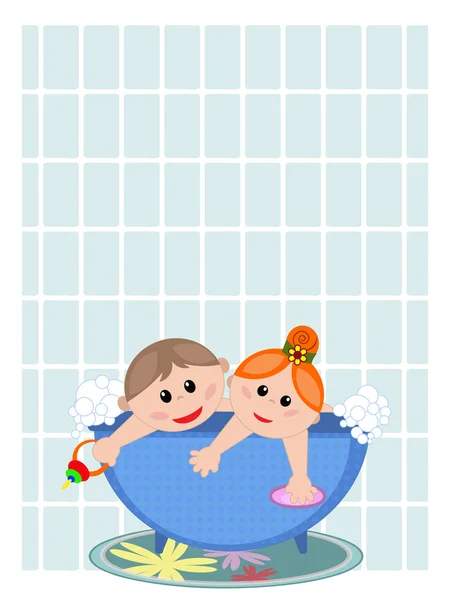 Bambini nel bagno . — Vettoriale Stock