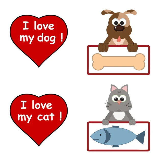 I love my dog , cat — Stock Vector