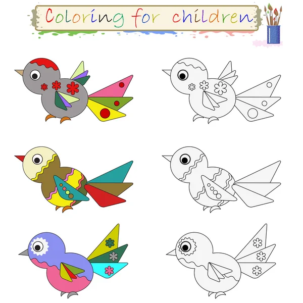 Oiseaux, coloriage . — Image vectorielle