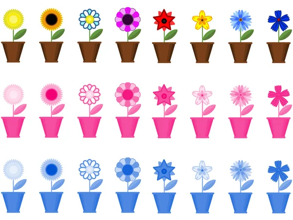 Fleurs dans les pots, ensemble  . — Image vectorielle