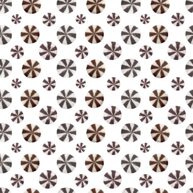 Beyaz arka planda çok renkli yuvarlak kurabiyelerin kusursuz geometrik deseni