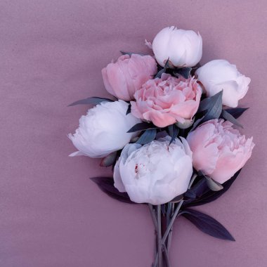 Bir buket narin pembe ve beyaz şakayık..