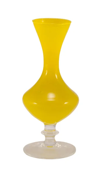 Cristal retro jarrón amarillo objeto aislado en blanco — Foto de Stock