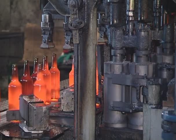 Bottle manufacturing technology in industrial factory. — Stock Video