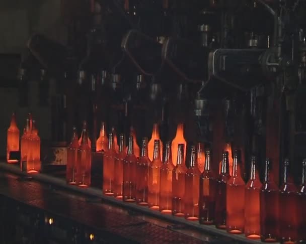 Tecnologia di produzione di bottiglie in fabbrica industriale . — Video Stock