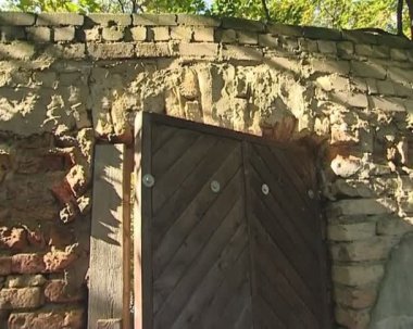 Antik duvar doğa eski kapı açma.