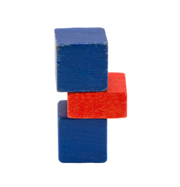 Estante de brinquedo de cor azul vermelho isolado no branco — Fotografia de Stock