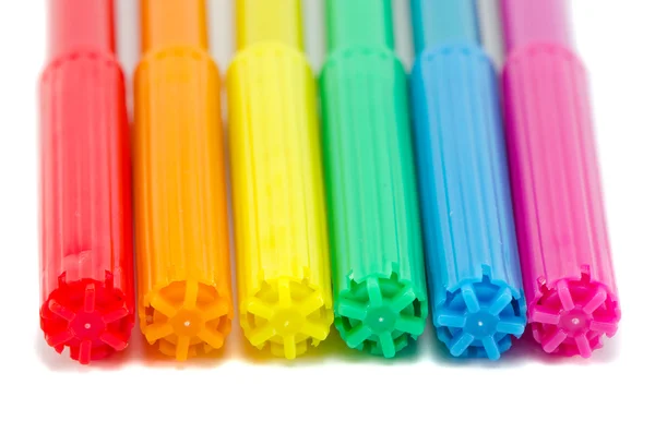 Gay flag colors on felt tip pens isolated on white — Stock Photo, Image