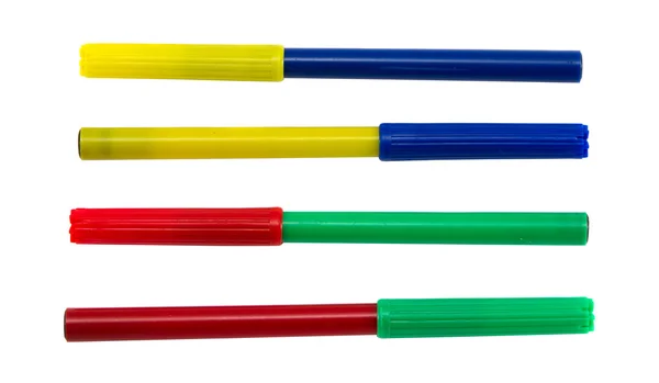 Felt tip pens with different color plug. Red green — Stock Photo, Image