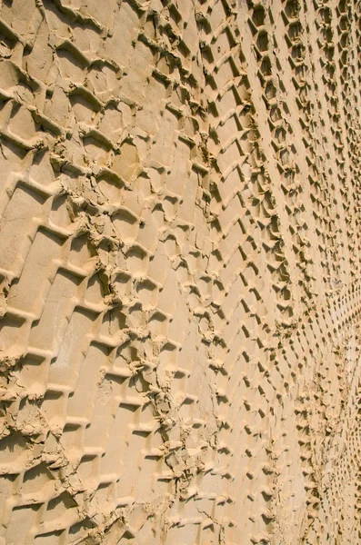 Car wheel mark sand. Transport concept background — Stock Photo, Image