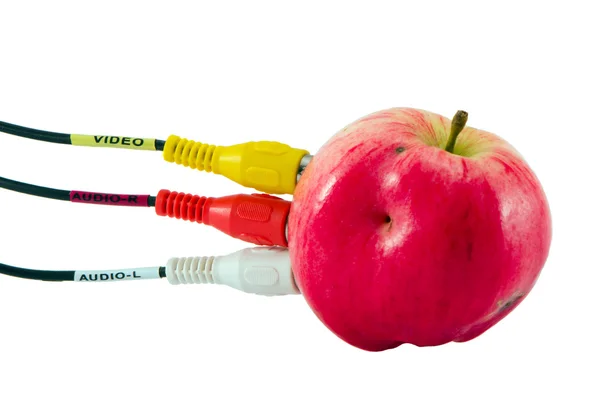 Tulip audio video wires plugs connect to apple — Stock Photo, Image