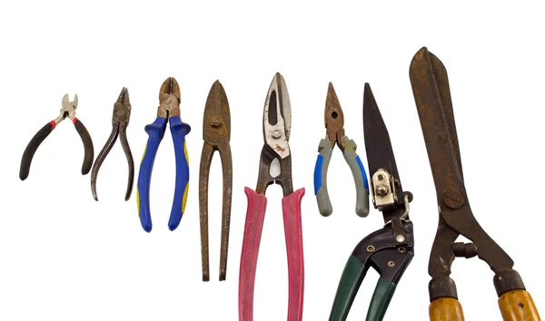 Geschnittene Werkzeuge Zange Sammlung auf weiß — Stockfoto