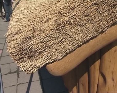 Roof of the house made of straw. exposure.