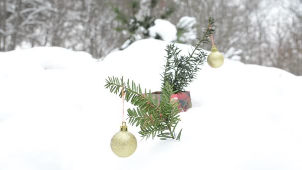 Lesklé hračky Vánoce sníh — Stock video