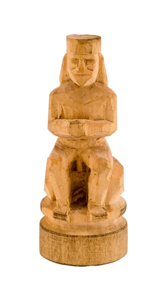 Ksiądz posąg wyrzeźbiony ręcznie kawałek drewna na białym tle — Zdjęcie stockowe