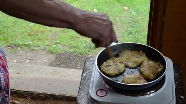 Tomar a mano tortita de papa — Vídeo de stock