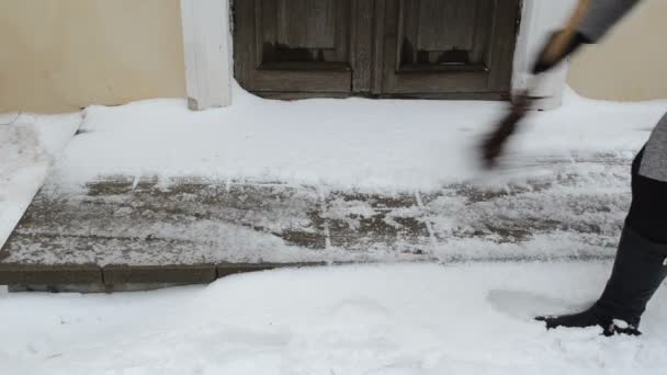 女人干净雪冬 — 图库视频影像