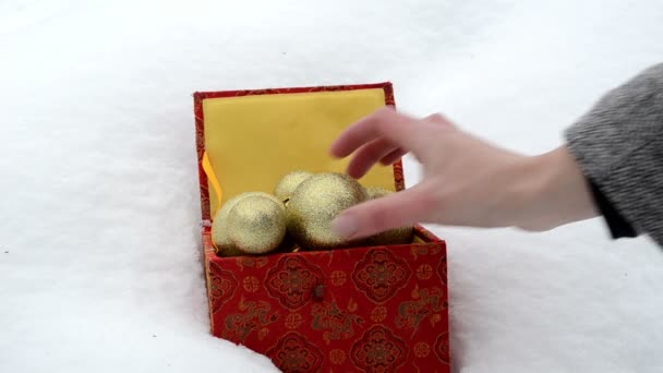 Árbol de Navidad juguete caja de nieve — Vídeo de stock