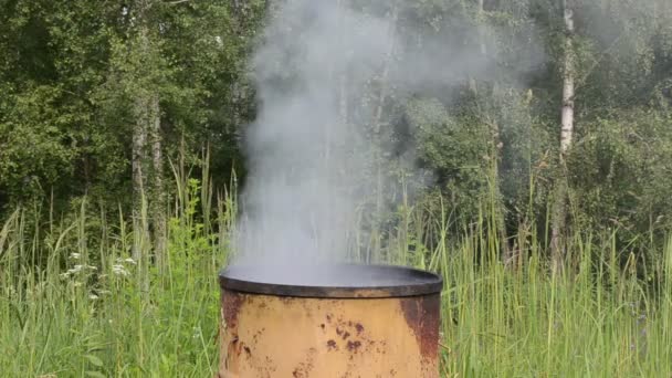 Duman yükselişi smokehouse — Stok video