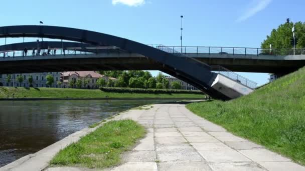Mindaugas most člun — Stock video