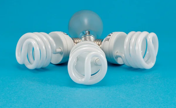 New fluorescent light incandescent heat bulb — Stock Photo, Image