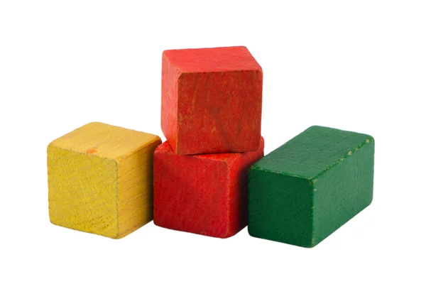 Wood vintage log toy brick isolated on white — Stock Photo, Image