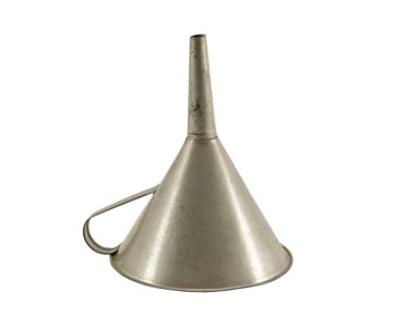 Vintage metalik huni hopper izole aracı beyaz