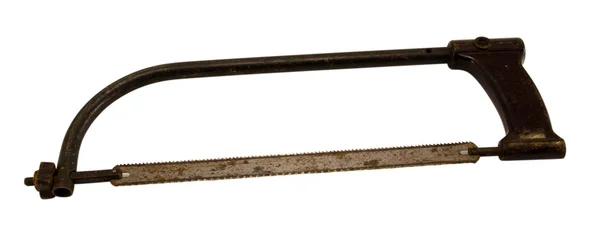 Το πριόνι αμυχών σιδηροπρίονο ρετρό χέρι εργαλείο μέταλλο κομμένη μαρμαρόπετρα — Φωτογραφία Αρχείου