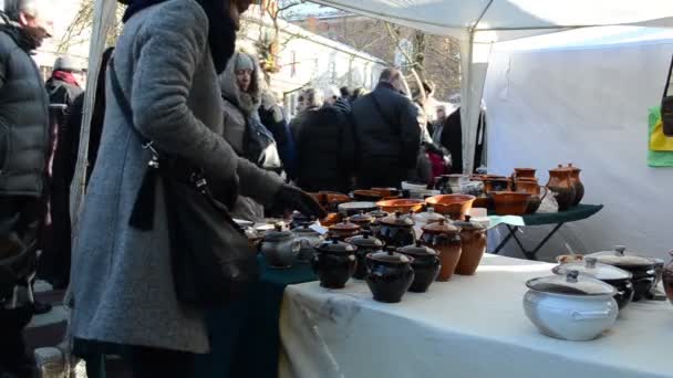 Crockery pots goods national spring fair craft exhibition — Stock Video