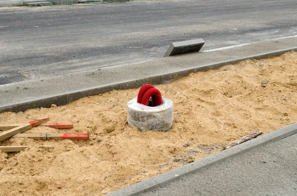 Elektřina kabel drát chránit trubice podzemní — Stock fotografie