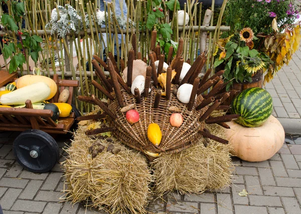 Handmade hedgehog autumn harvest goodie — Stock Photo, Image