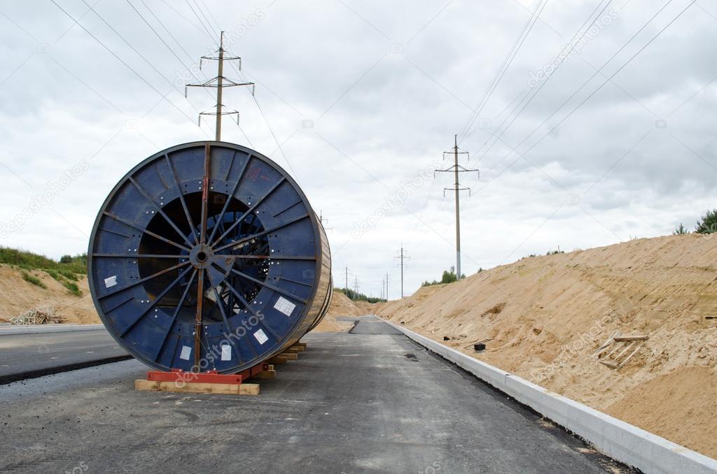 high voltage cable reel roll road construction