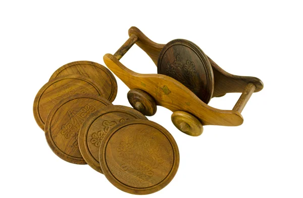 Soporte de paleta de madera en ruedas lado cinco posavasos — Foto de Stock