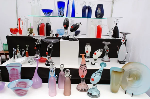 Glas Handwerk Vase Schale Verkauf Outdoor-Messe Markt — Stockfoto