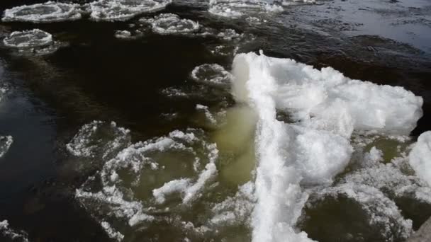 Río témpano huelga nieve — Vídeos de Stock