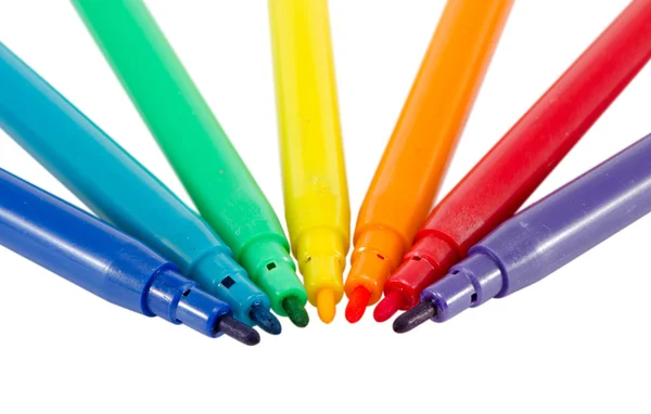 Felt tip pens whithout caps isolated on white — Stock Photo, Image