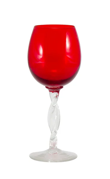 Rotweinglas Weinglas kurviger Griff isoliert — Stockfoto