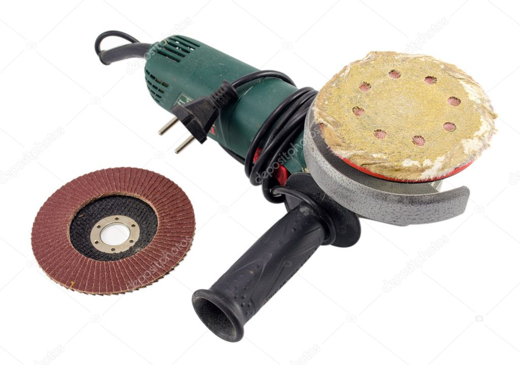 electric sander grinder tool worn sandpaper white
