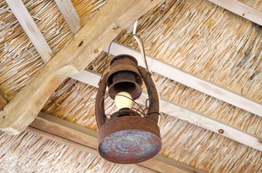 old rusty lamp bower straw ceiling electric bulb clipart
