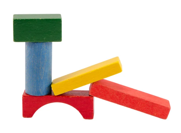 Houten speelgoed bick samenstelling geïsoleerd op wit — Stockfoto