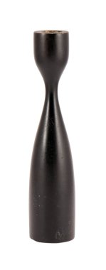 ahşap siyah retro curvy şamdan izole beyaz