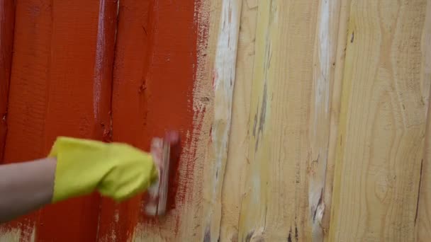 Hand brush paint wall — Stock Video