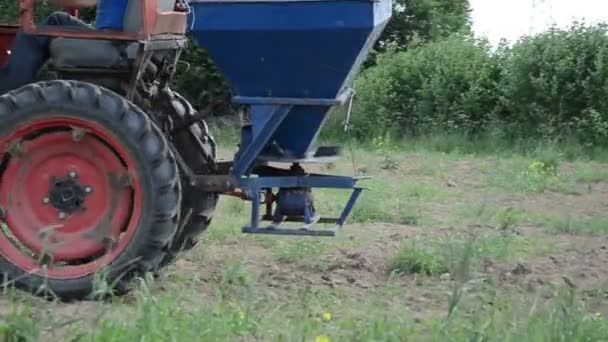 Machine seed sow field — Stock Video