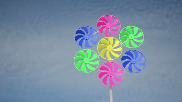 Colorful wind mill spin — Stock Video