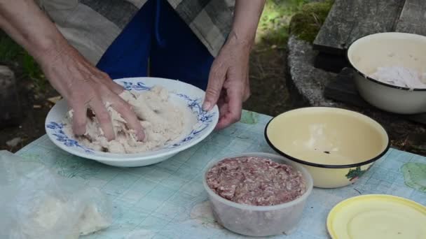 Картофельная еда для пожилых женщин — стоковое видео
