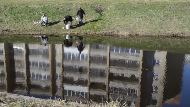 Pescadores río — Vídeos de Stock