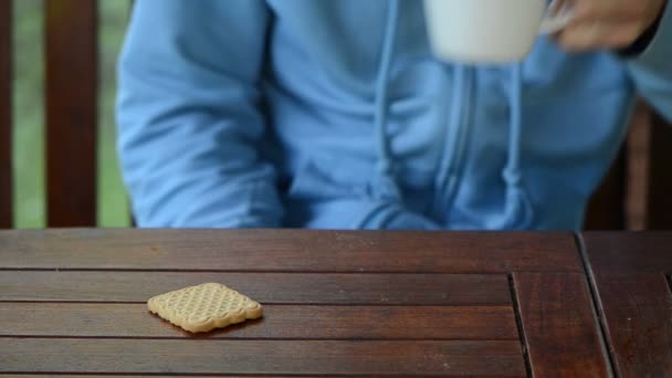 Bebida de taza de café mano — Vídeos de Stock